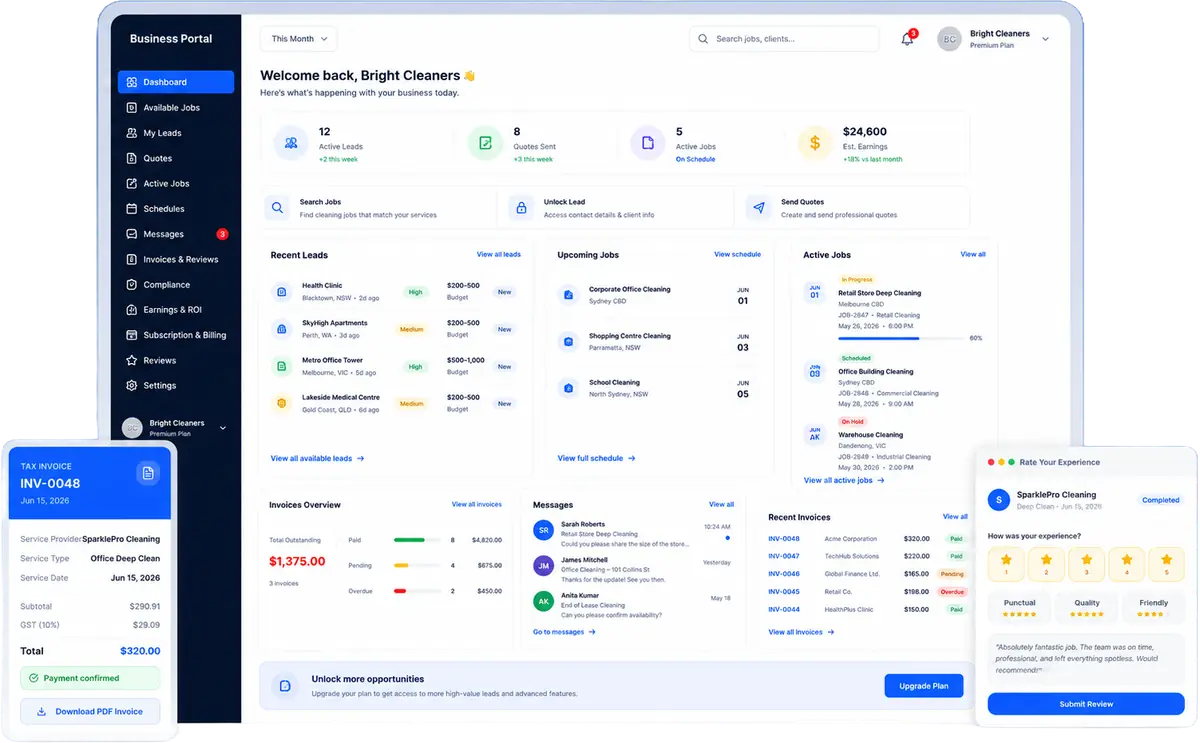 Cleynce business dashboard preview